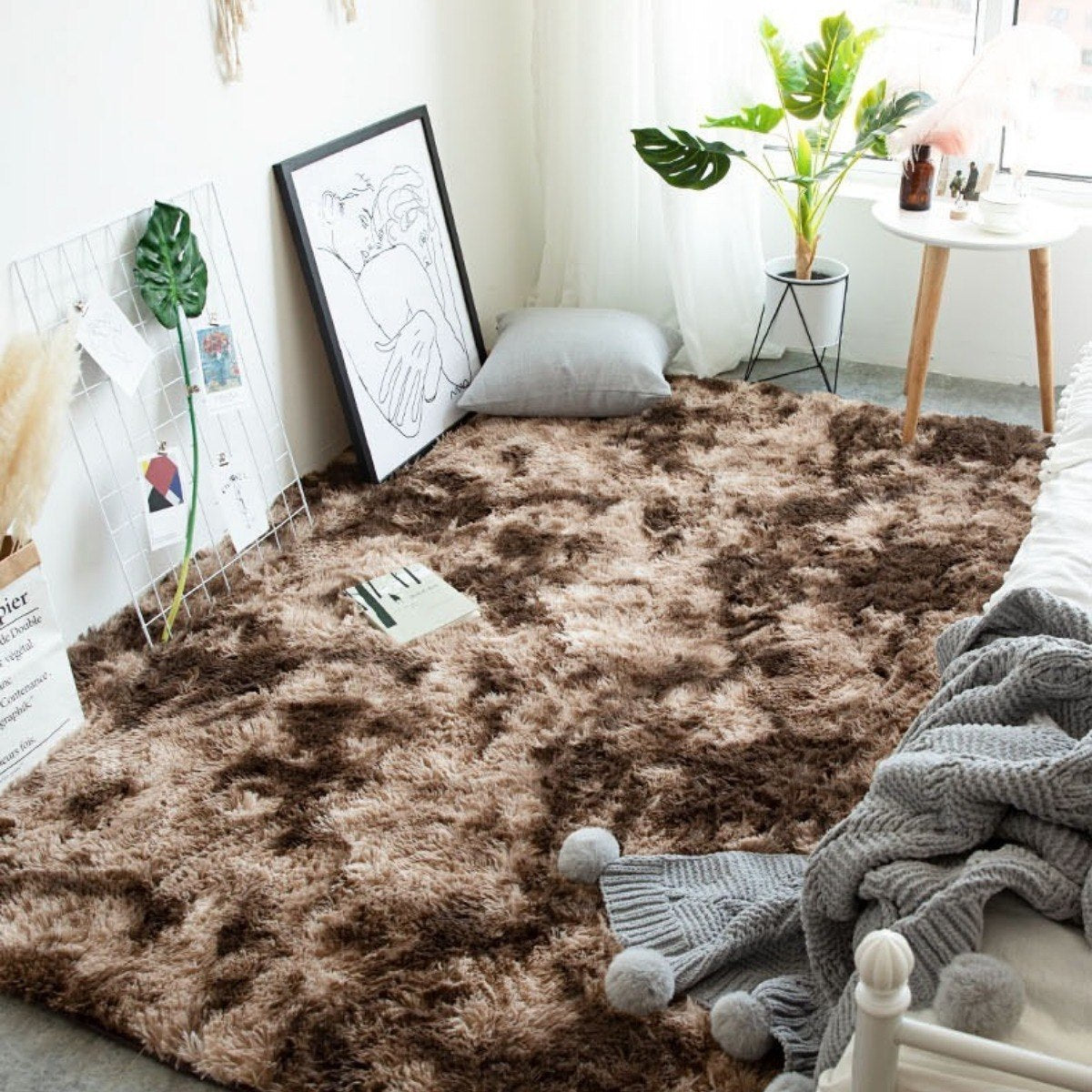 Tapete 2,00x1,50 Peludo Felpudo Sala E Quarto Cores Cor Marrom Mesclado Desenho Do Tecido Pelo Alto