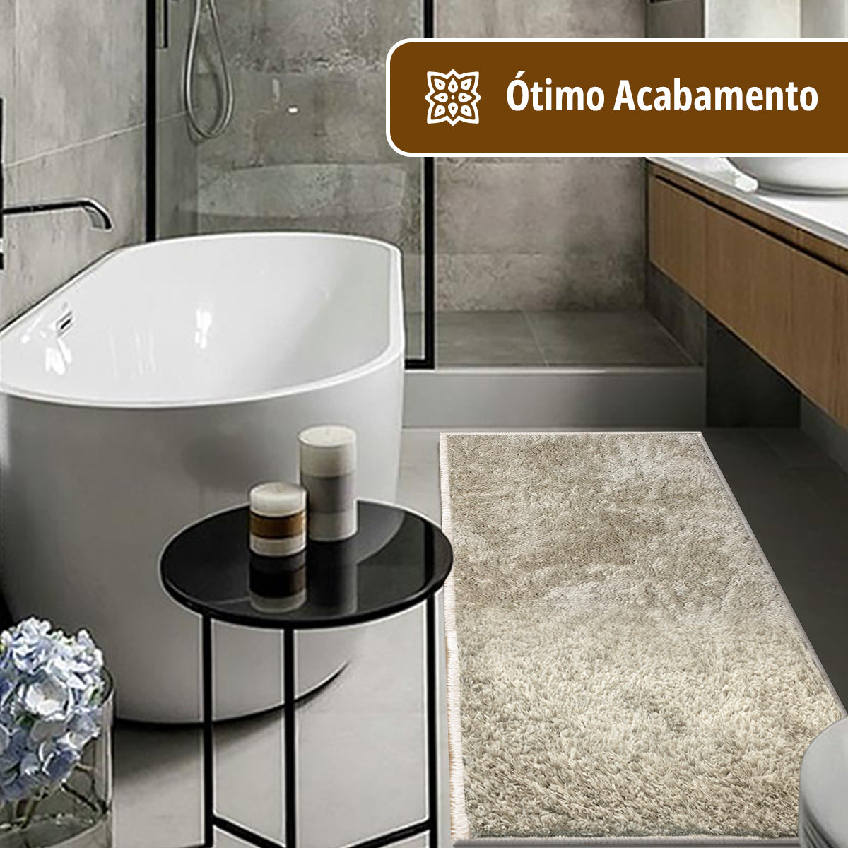 1 Tapete Banheiro Antiderrapante Absorvente 50x100 Oa Cl Mbg Cor MESCLA BEGE Marfim Nude