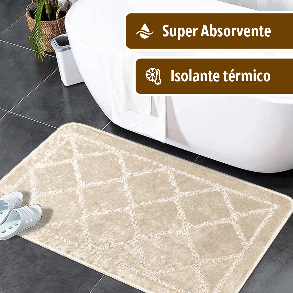 1 Tapete Banheiro Grego Antiderrapante Macio Ce Bg 40x60