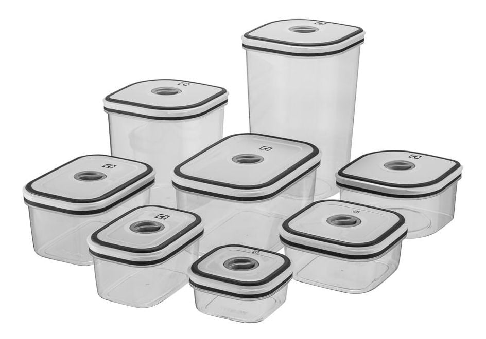 Kit Potes Plásticos Transparente com Tampa Branca 8 Unidades Electrolux