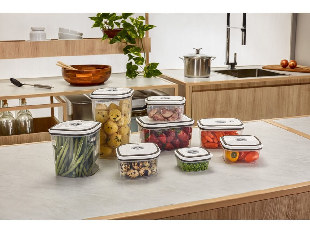 Kit Potes Plásticos Transparente com Tampa Branca 8 Unidades Electrolux