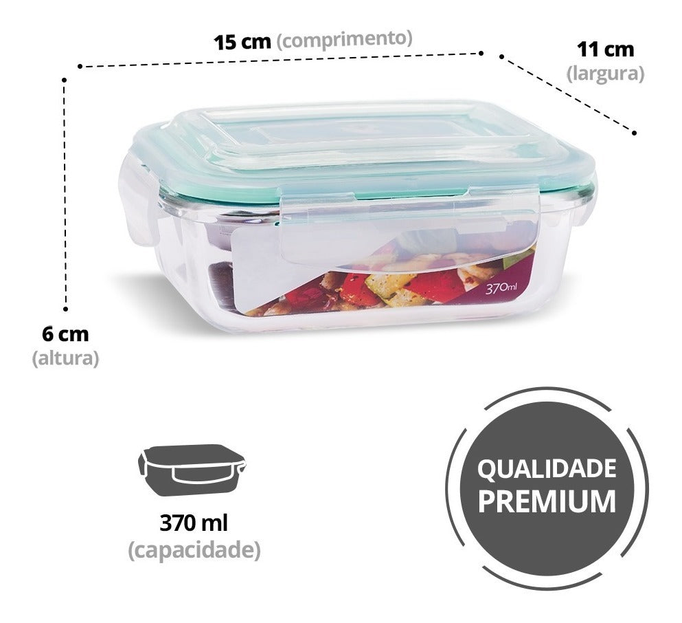 Kit Conjunto 10 Potes Vidro Hermético Marmita Tampa 370ml