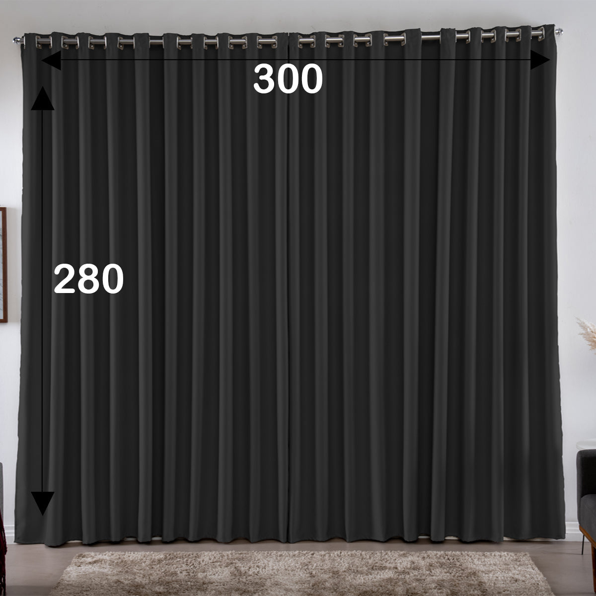 Cortina 3,00x2,80 Metros Blackout Blecaute Preto Corta Luz Em Tecido Grosso Para Quarto E Sala Casa Laura Enxovais