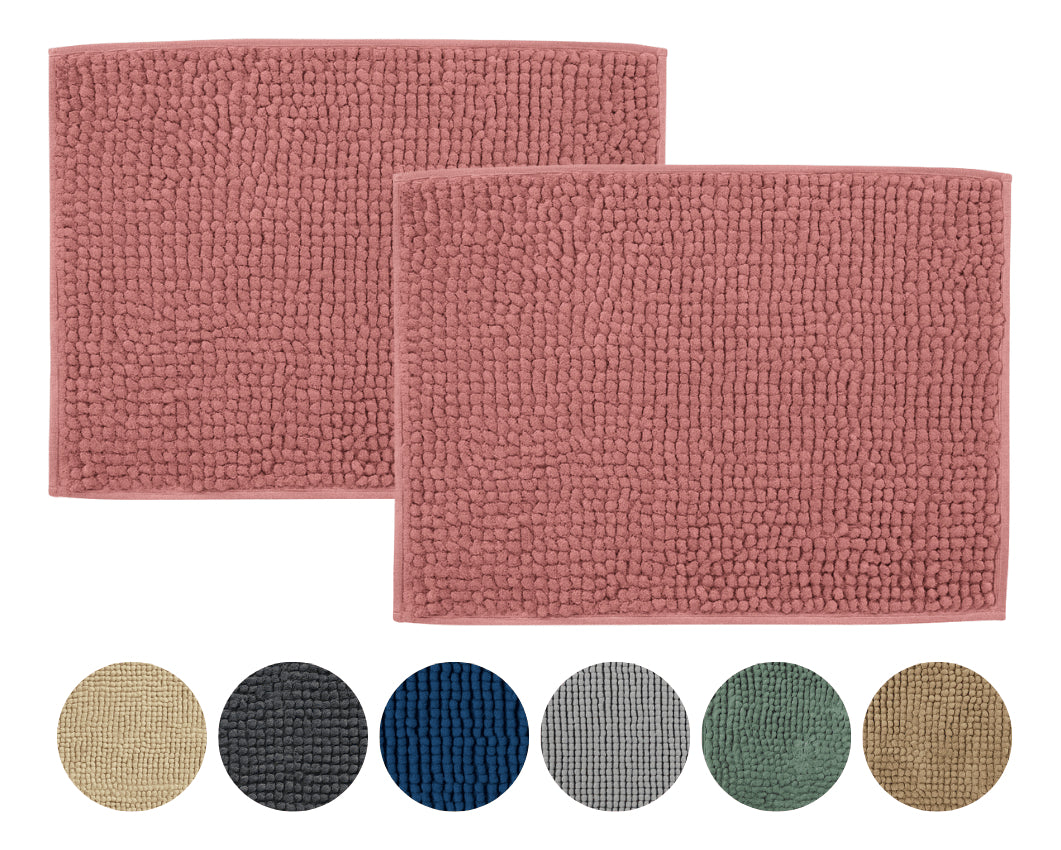 Kit 02 Tapete Banheiro Dedinho Macio Bolinha Antiderrapante Cor Rosé Lisa