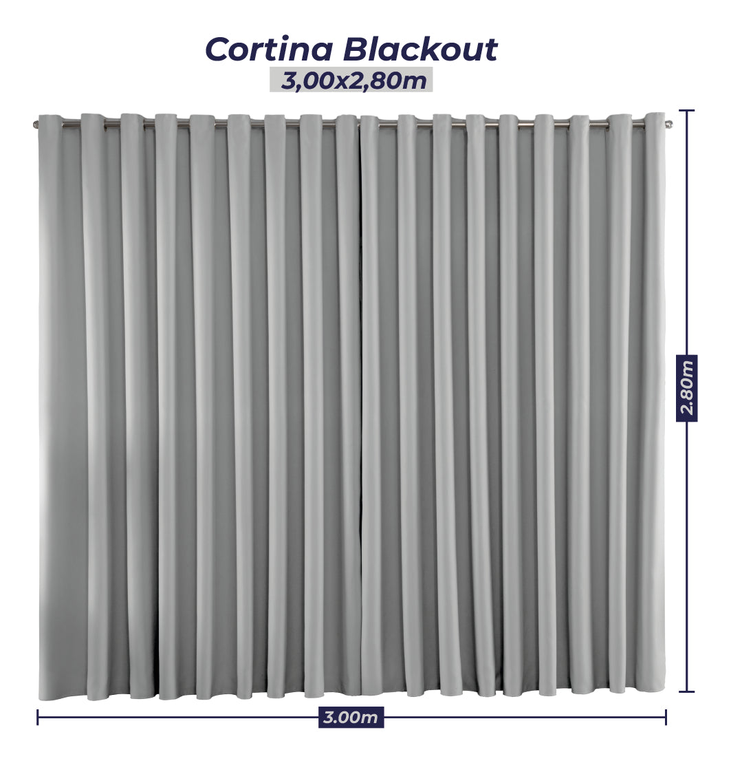 Cortina Blackout Em Tecido 3,00x2,80 Corta Luz Cor Gelo
