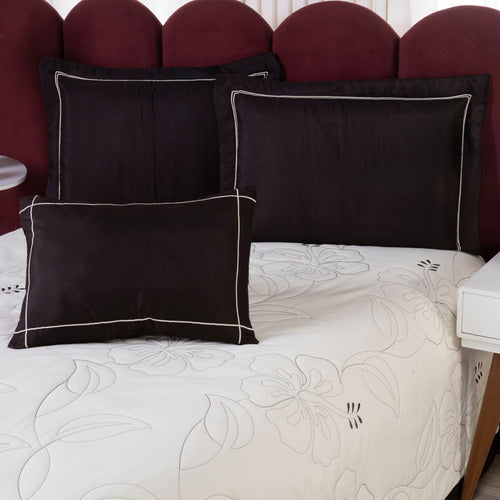 Kit Cobre Leito Queen 5 Peças Bordado Percal 400 Fios Luxo