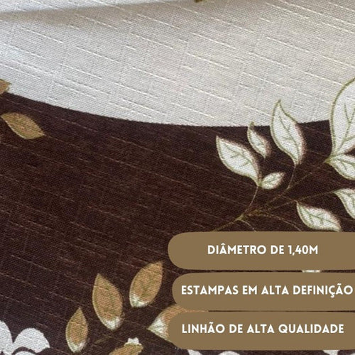 Toalha De Mesa Redonda 4 Lugares 1,40 Diâmetro Tecido Linhão