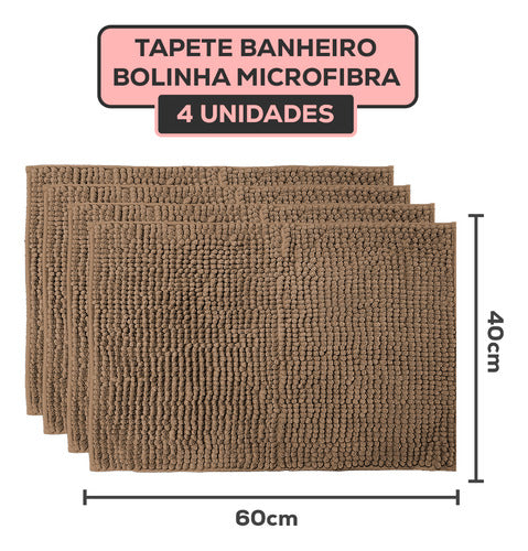 Kit 4 Tapetes De Banheiro 40x60 Antiderrapante Bolinha Macio